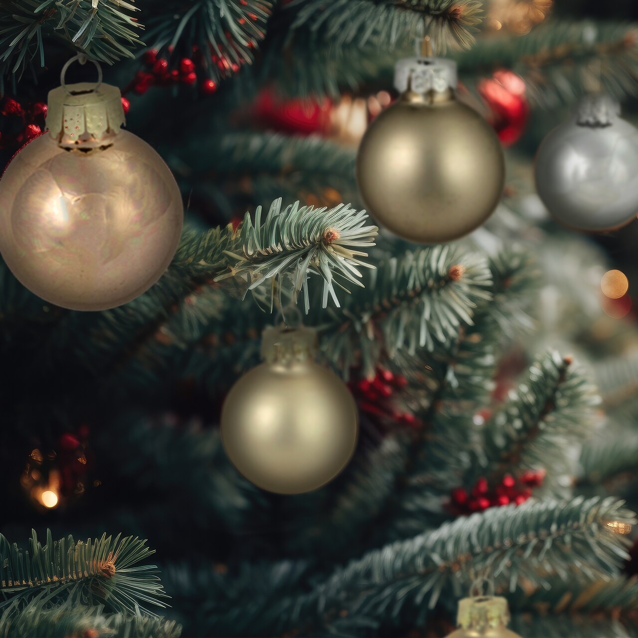 Whitehurst 3 Finish Glass Christmas Ball Ornaments - 1.25" (30mm) - Multi-Neutral Colors - 50ct